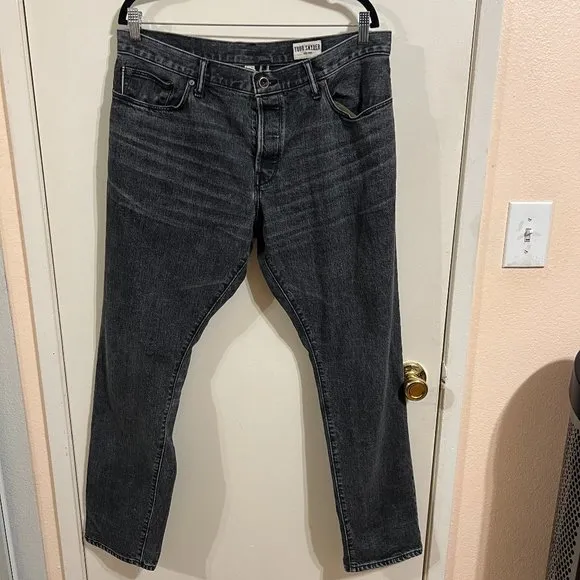 Todd Snyder Slim Fit Jeans 36 x 32 Mens Gray Denim Whiskered
