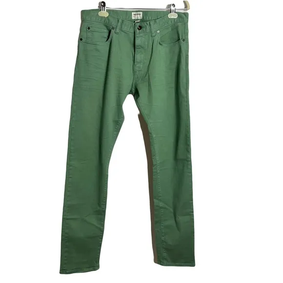 Todd Snyder Mens Slim Fit Stretch 5 Pocket Jeans Size 32X34 Green Logo Denim.