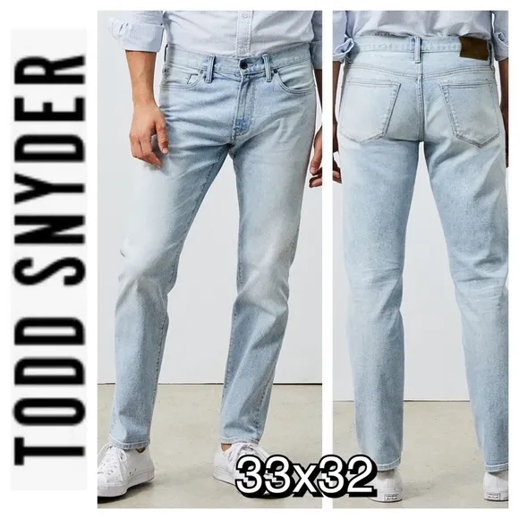 Todd Snyder Jeans Button Mens Size 33X32 SLIM FIT STRETCH JEAN IN BLEACHOUT WASH