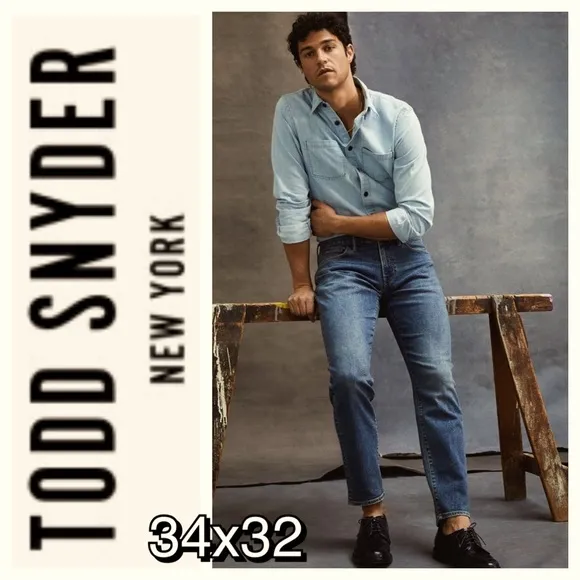 Todd Snyder Slim Fit Stretch 5 Pocket Blue Denim Jeans Waist 34x32