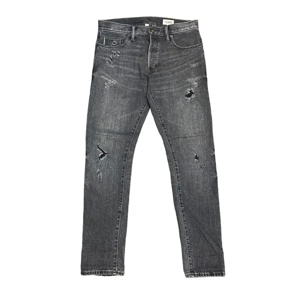 Todd Snyder Straight Fit Selvedge Darned Jeans Granite Dark Distressed Sz 30x32