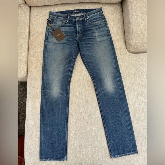 Tom Ford Straight Fit Tasche Denim Blue Wash 32 USA $750
          
      NWT