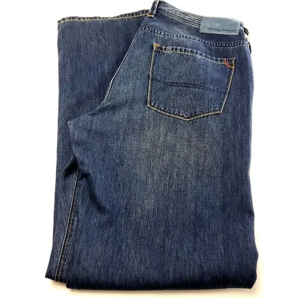 Tommy Bahama Cotton Tencel Denim Jeans 37/34 Blue Whisker Stone Wash Mid Rise