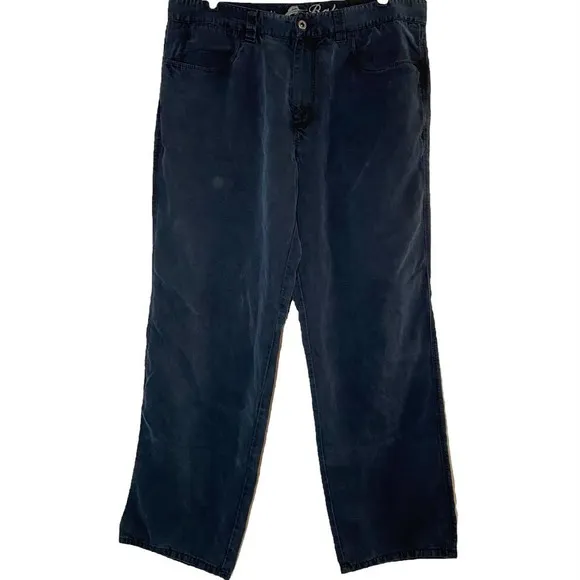 Tommy Bahama Straight Leg Jeans Zip Fly Flat Front Denim Navy Blue 35"