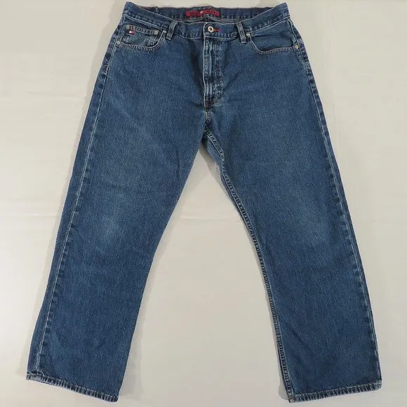 TOMMY HILFIGER Men's 36/30 (Actual 37 x 30) Straight Leg Medium Wash Jeans