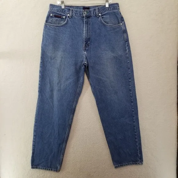 Vintage Tommy Hilfiger 90s Big Flag Denim Blue Jeans USA Made Mens 36x32 (35x31)