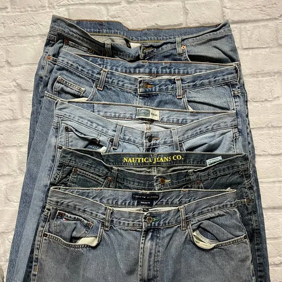 Bundle lot of Men's Jeans size 38 waist 5 pairs Denim lot Vtg