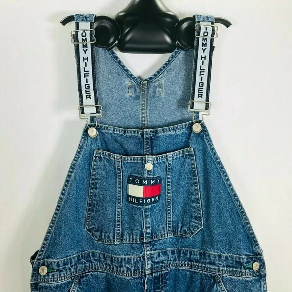 Vintage Tommy Hilfiger Denim Overalls, Retro Hip Hop Fashion, Size L