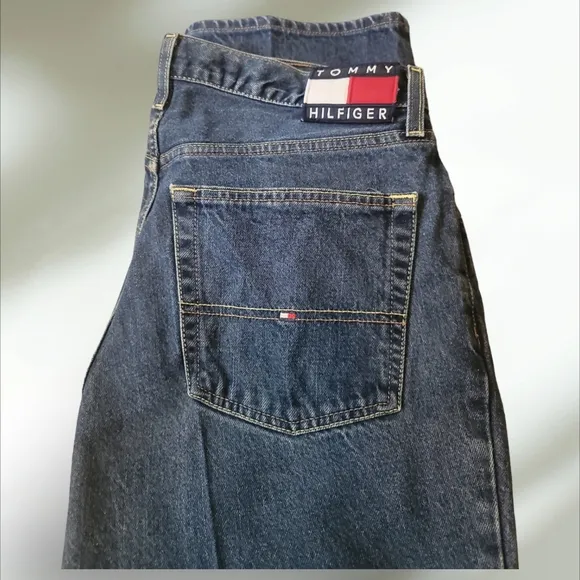 Tommy Hilfiger Jeans Vintage Men’s 34x32 Flag Patch Y2K dark wash