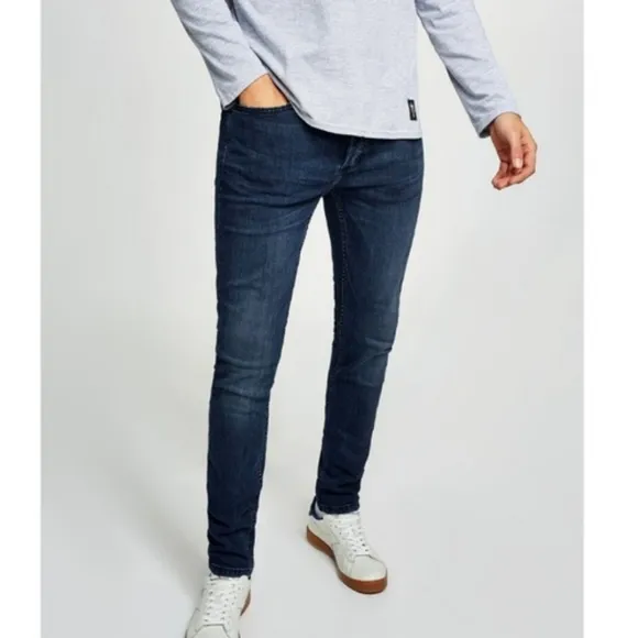Topman Stretch Button Fly Skinny Dark wash 30S
