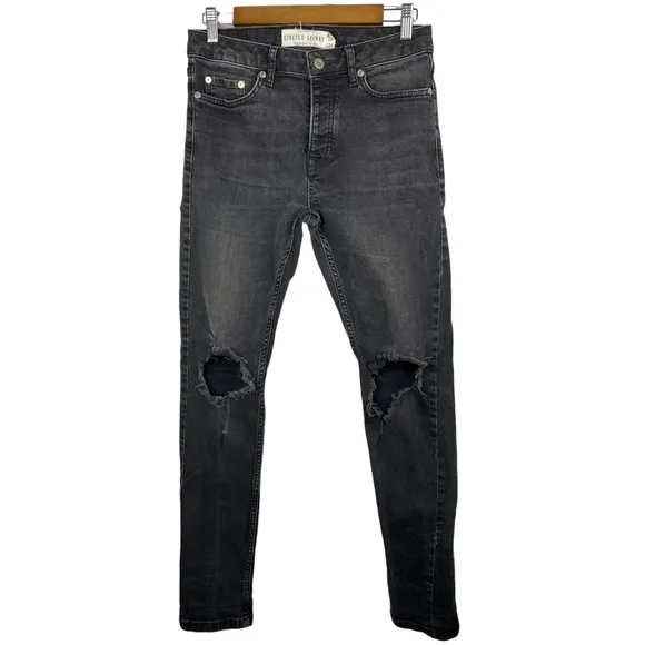 Topman Men's Blowout Distressed Ripped Stretch Skinny Fit Jeans size 30x32