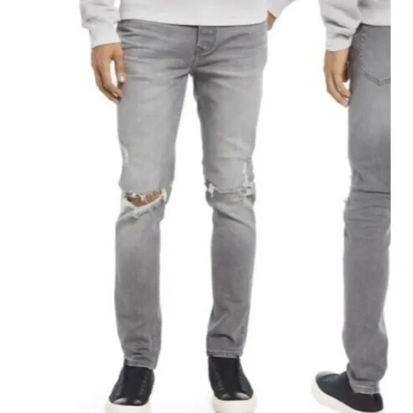TOPMAN Men's Gray Ripped Distressed Skinny Jeans Size W28 L32  Stretch, NWT
          
      NWT