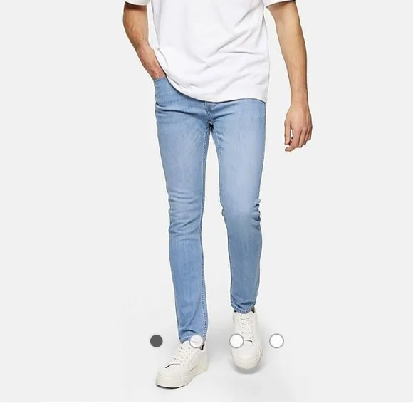 Topman stretch skinny jeans in light wash blue Sz 32R