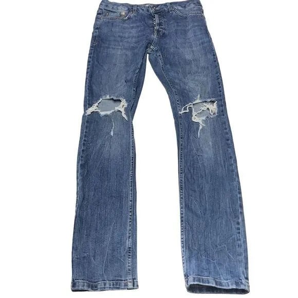 Topman Destroyed Stretch Skinny Jeans