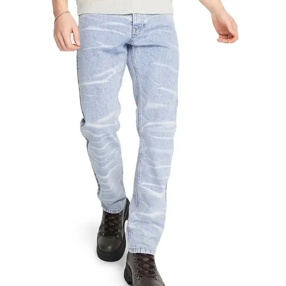TopMan Wavy Bleach Straight Leg Jeans SZ 38X34
          
      NWT