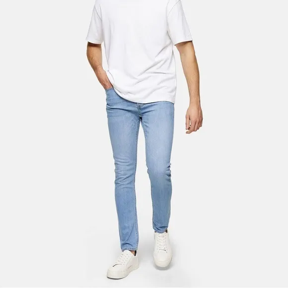 Topman Stretch Skinny Light Blue Wash Denim Jeans Men’s Size 38x32 NWT
          
      NWT