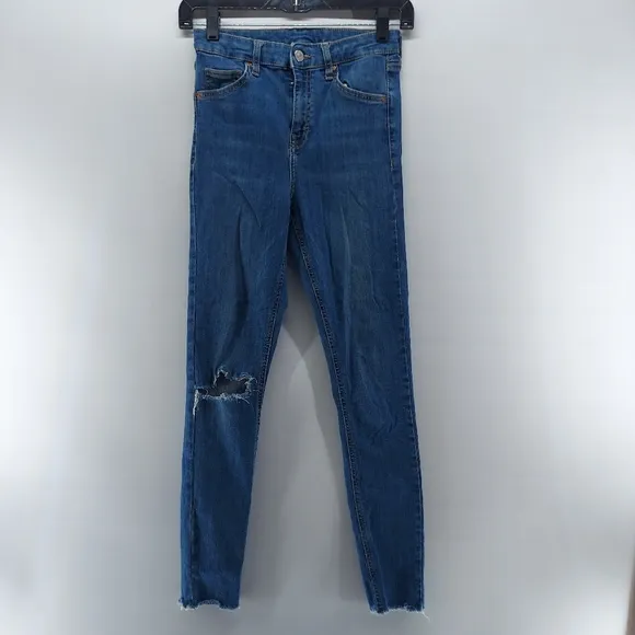 Topshop Moto Skinny High-Rise   Blue Jeans - Sz 28