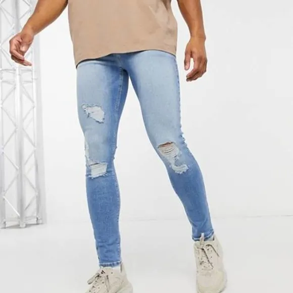 TOPMAN Topshop Men's Skinny Distressed Denim Jeans