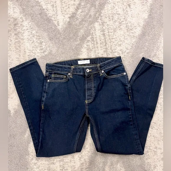 Top man dark blue denim jeans. Stretch Skinny style. Size: 32/32