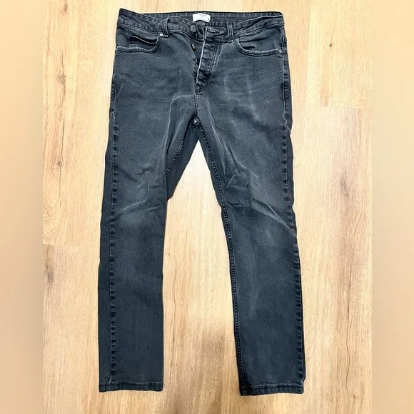 TOPMAN grey/black washed slim fit jeans