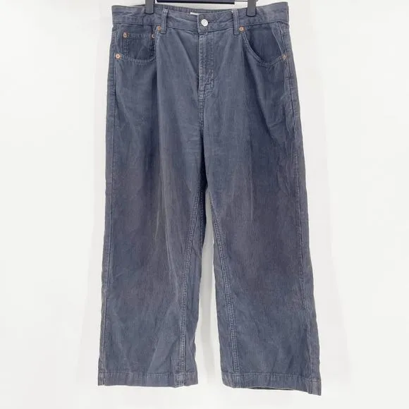 Topshop Moto Men's Gray Corduroy Casual Baggie Jeans Size 34x30