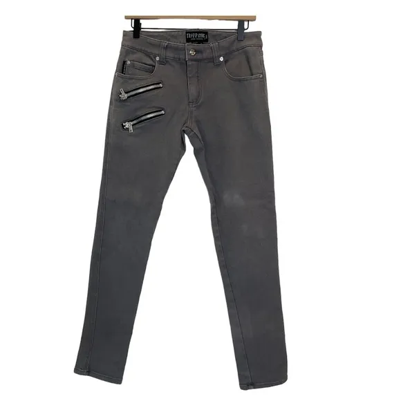 Tripp NYC Daang Goodma Biker Jeans Zip Detail in Grey Size 30