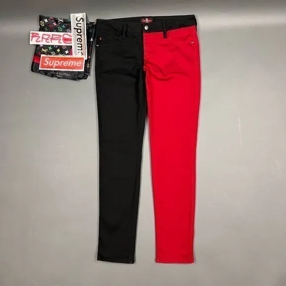 ROYAL BONES DAANG GOODMAN TRIPP NYC Color Split Jeans Gothic Raver Streetwear 🎭