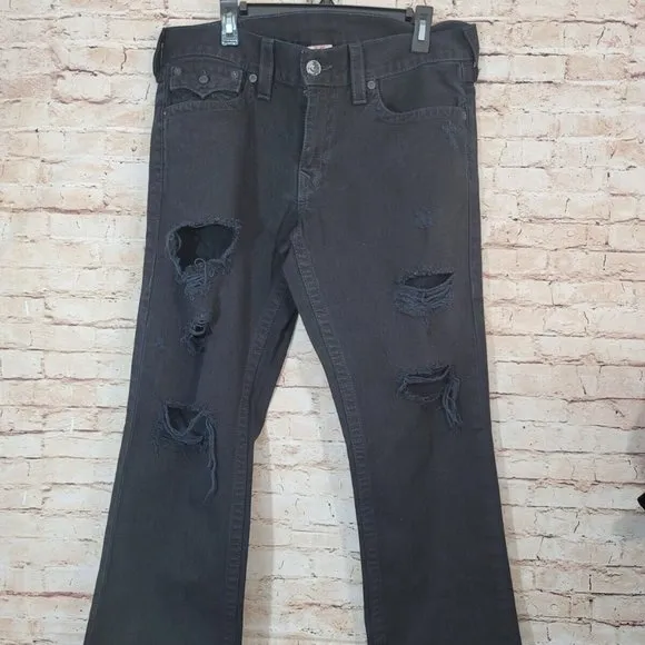 TRUE RELIGION brand jeans World Tour Section Ricky Seat Size 34 Black, ripped