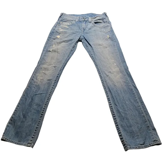 True Religion Mens Straight Leg Natural SN Silver Exodus Jeans 30x33 Distressed