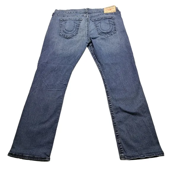 True Religion Mens Jeans 38x32 Straight Leg Ricky SN Offset Blue