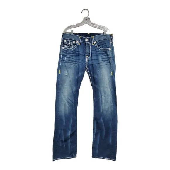 True Religion Men's Ricky Super T Yellow Tag Straight Legged Jeans Size 33