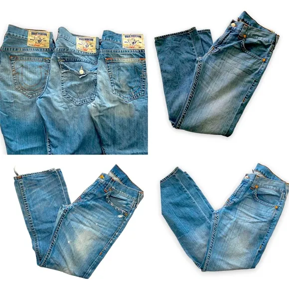 True Religion Mens Straight Jeans, Denim Bundle Of straight  leg Jeans. Size:36
