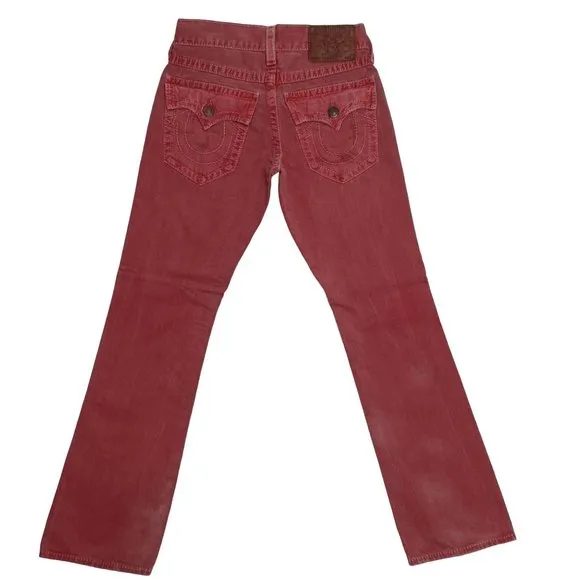 True Religion Ricky Big T Men's Faded Red  Distressed Jeans Size 30x32