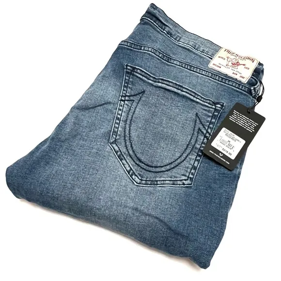 True Religion Men's 36 Rocco Moto Relaxed Skinny Medium Wash Denim Jeans NWT
          
      NWT