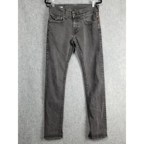 True Religion Jeans Mens 30 x 32 Rocco Black Relaxed Skinny Stretch Denim