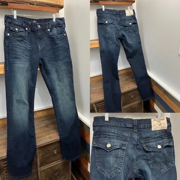 True Religion jeans Geno Relaxed Slim Men’s Dark wash 33 waist 33 inseam