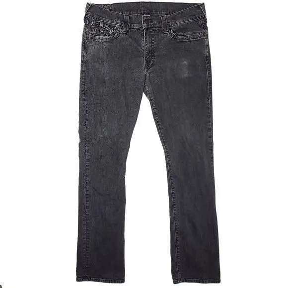 True
Religion Ricky Flap Relaxed Straight Jeans Mens 38x33 Black Flex 10.5" Rise