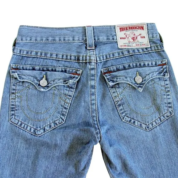 TRUE RELIGION World Tour Billy Light Wash Boot Cut Jeans Men's 30x33