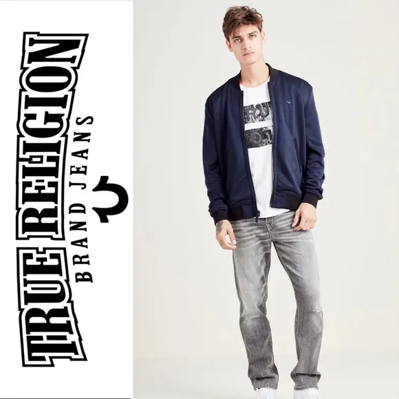 🔥FINAL DROP🔥 TRUE RELIGION Men’s Grey Ricky Relaxed Straight Jeans Size 36