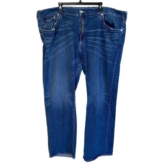 True Religion Jeans Mens Ricky Blue Denim Flap Pockets Made USA Big Tall 52x33