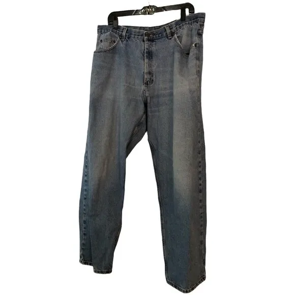 Light Blue Super Distressed Straight Dad Jeans Holes Fade Distressing Sz 38 x 32