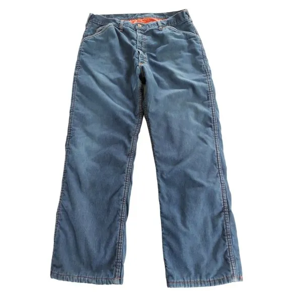VTG UNBRANDED Men's Quilted Lined Blue Jeans Size 36 x 30 Union Made In USA