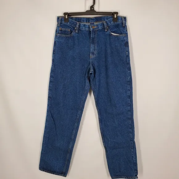 Unbranded Denim Blue Jeans Mens Sz 36x34 Dark Wash 5 Pocket Relaxed Fit