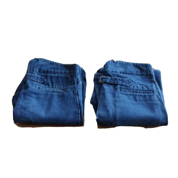 2 Vintage Men's Cowboy Jeans Size 38 Straight Leg With Suspender Buttons.