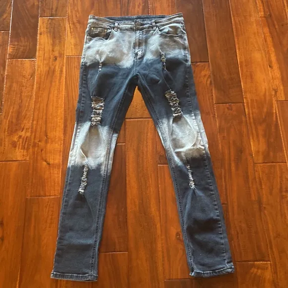 Mens Black Grey Fade Denim Jeans in Size 33 [Like New]