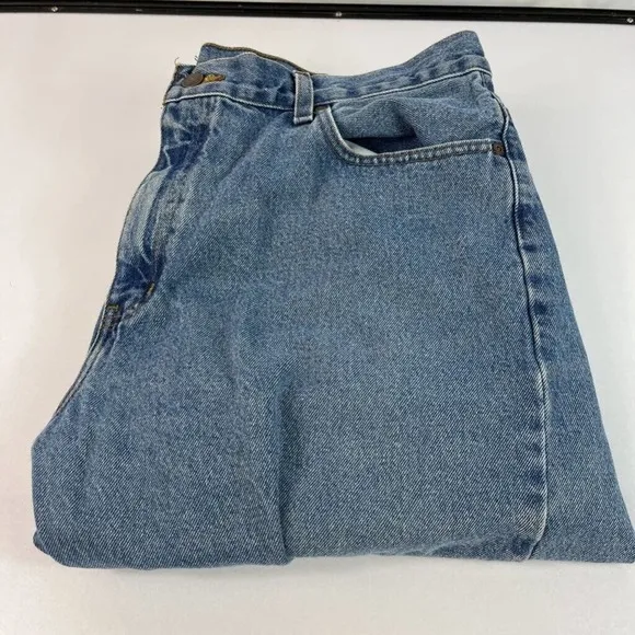 Mens Jeans Classic Straight Blue Cotton Medium Wash Denim Original Fit 38/33
