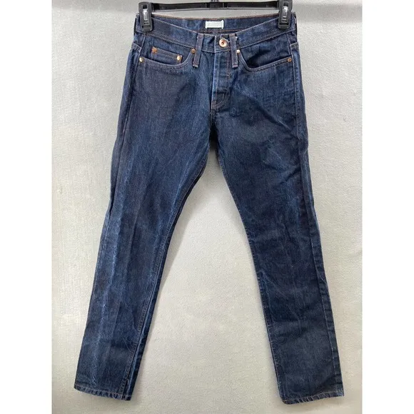The Unbranded Brand Jeans Men 30x31 UB201 Dark Blue Button Fly Selvedge Tapered