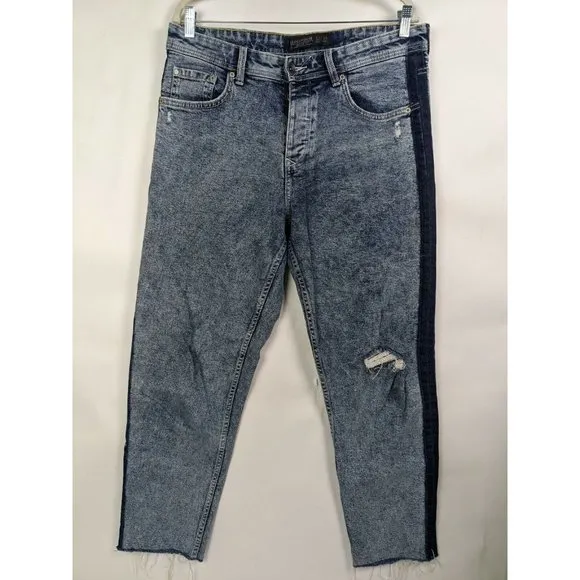 CLOCKHOUSE Men's Gray raw hem button fry jeans Size 32 SKATER FIT