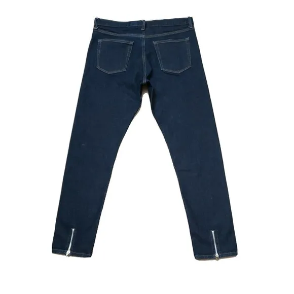 Uniqlo Slim Straight Stretch Denim Kaihara Japanese Selvedge Back Leg Zip 33×30