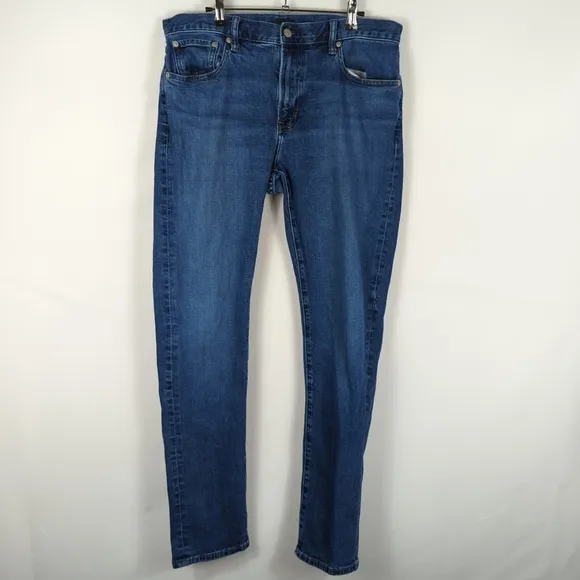 Uniqlo Mens Slim Fit Jeans Dark was 5 Pocket Style Size 35W X 34L
